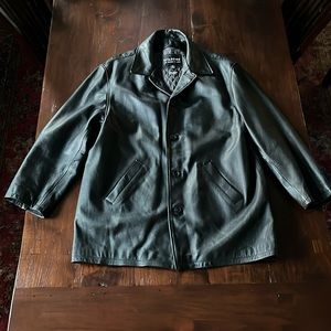 Wilsons MENS Leather Black Coat Sz XL zip in Thinsulate Liner